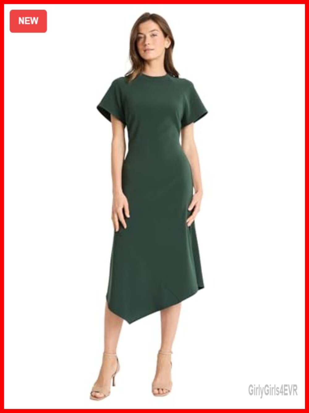 Maggy London Women's Elegant Midi Dress Asymmetrical Hemline Cocktail